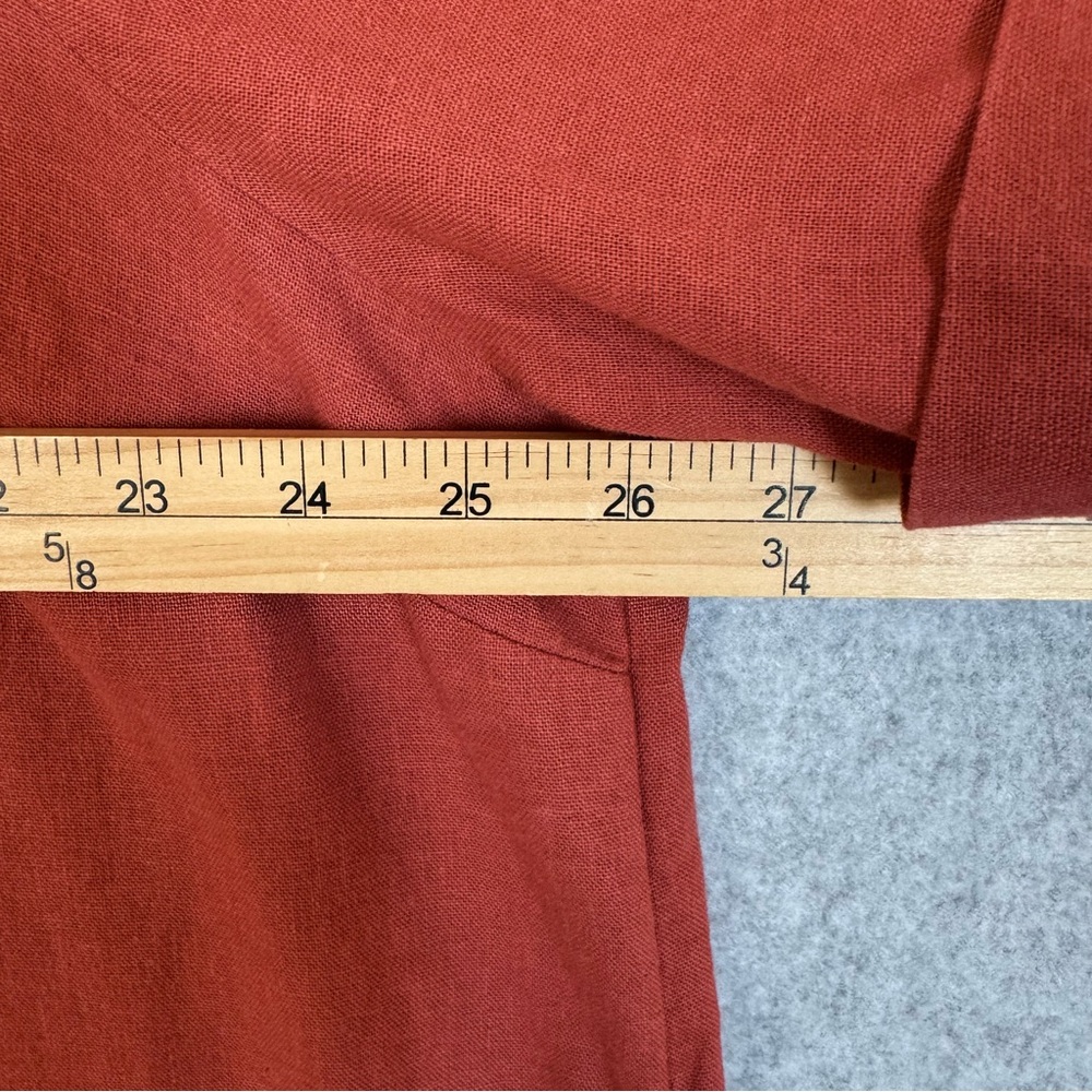 Old Navy Shirt Dress XL Tall Orange Linen Blend Button Up Beachy Boho READ - Picture 15 of 16